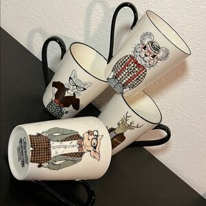 Set/4 signature housewares Inc. hipster coffee mugs
